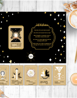 Golden Moon Shadow Work Affirmation Cards dark placemat