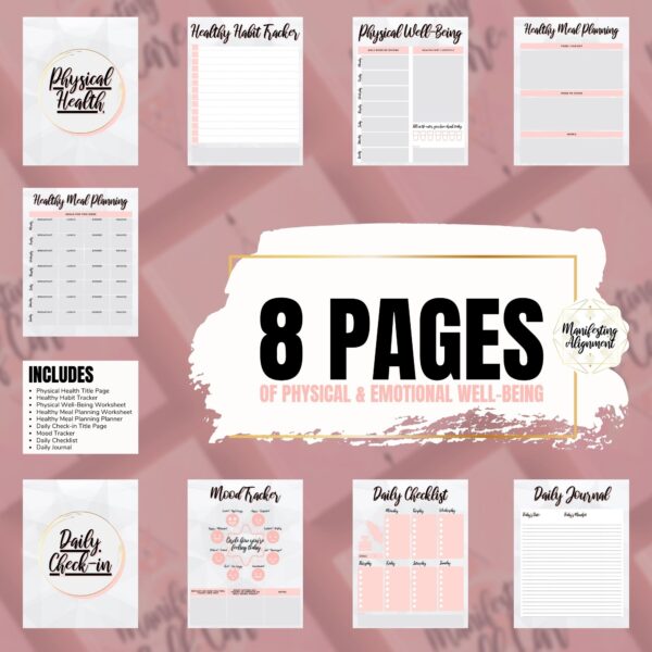 Pink self care planner