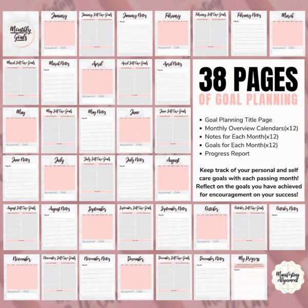 Pink self care planner