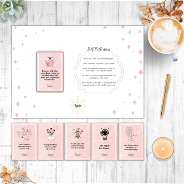 Pink Affirmation Cards light placemat