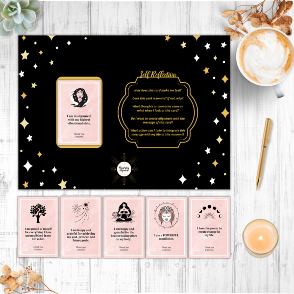 Pink Affirmation Cards dark placemat