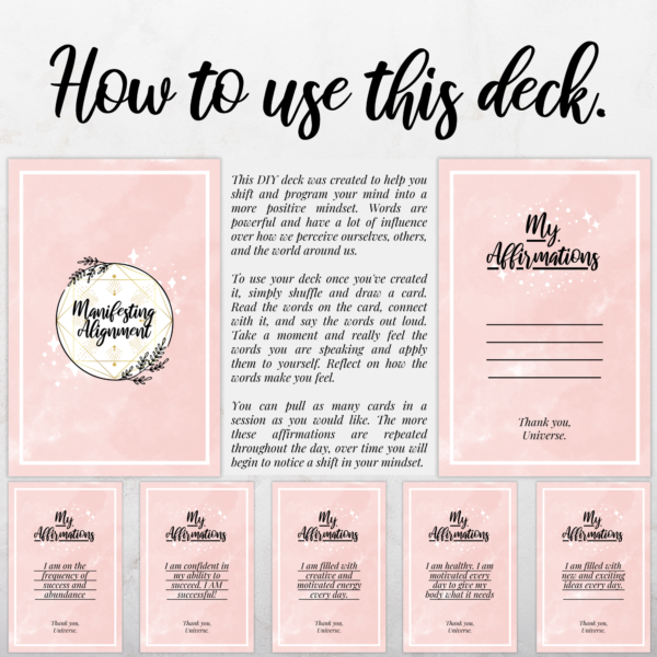 PINK DIY Affirmation Cards - how to use this deck